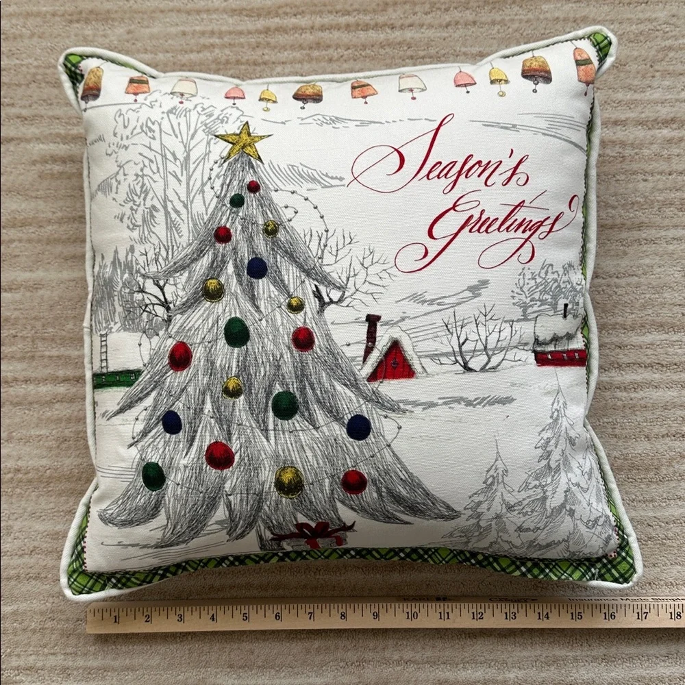 Like New Michel Design Works Throw Pillow Season Greetings Holiday Insert Inclu